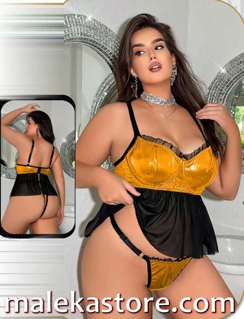 7073 y لانجري بيبي دول مثير دهبي وأسود