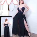9045 فستان سهرة أسود جذاب يجمع بين الرقي والأنوثة في آن واحد
