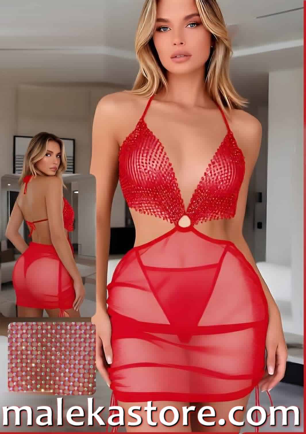 369 R لانجري اسود شبك كرستال
