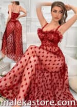 5528 dr فستان لانجري طويل نبيتي شيفون بجلوبس