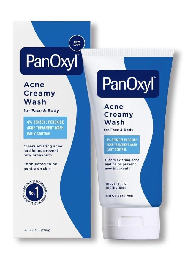 ⁦PanOxyl‏ غسول كريمي للبنزويل بيروكسايد 4٪ تحكم يومي لحب الشباب 170 غرام⁩ - الصورة ⁦1⁩