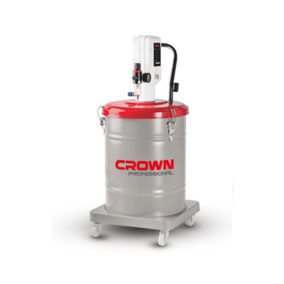 مشحمة هوائية CROWN CT38099 بسعة 45 لتر، ضغط تشغيل من 300 إلى 400 بار، معدل تدفق 0.85 لتر في الدقيقة، ونسبة ضغط 1:50، مناسبة لتشحيم المعدات الصناعية والمعدات الثقيلة والسيارات في الورش والمصانع ومراكز الصيانة.