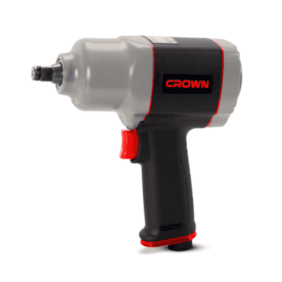 شنيور فك وربط بالهواء CROWN CT38115 بمقاس 1/2 بوصة وعزم دوران 800 نيوتن.متر، يعمل بالهواء المضغوط ومناسب لفك وربط المسامير والصواميل في ورش السيارات والصيانة الصناعية، ويوفر أداءً احترافيًا وقوة عالية للاستخدام المكثف.