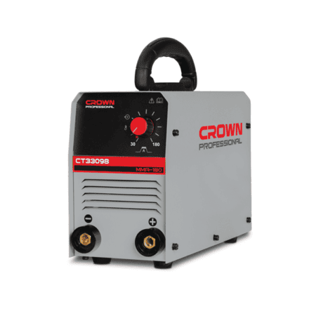 ماكينة لحام ديجيتال انفرتر CROWN CT33098 بقدرة 140 أمبير وجهد تشغيل 220 فولت، مناسبة لأعمال لحام الحديد والصيانة في الورش والمشروعات الخفيفة والمتوسطة، وتتميز بتصميم مدمج وأداء احترافي.
