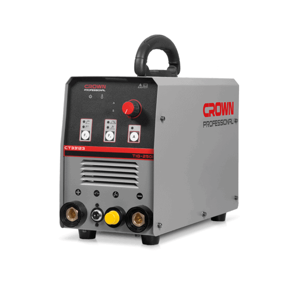 ماكينة لحام أرجون CROWN CT33123 بقدرة 200 أمبير وجهد تشغيل 220 فولت، تعمل بتقنية الإنفرتر، مناسبة للحام الستانلس ستيل والمعادن المختلفة في الورش والمصانع، وتوفر دقة عالية وأداءً احترافيًا في أعمال اللحام.