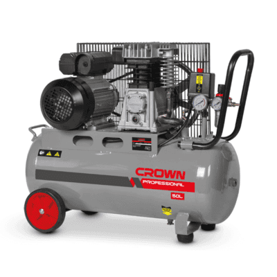 كمبروسر هواء CROWN CT36030 بقدرة 2 حصان وسعة خزان 50 لتر يعمل بنظام السير، مناسب لتشغيل أدوات الهواء، وأعمال الصيانة، والورش، والتنظيف بالهواء المضغوط، والاستخدامات المهنية المختلفة.