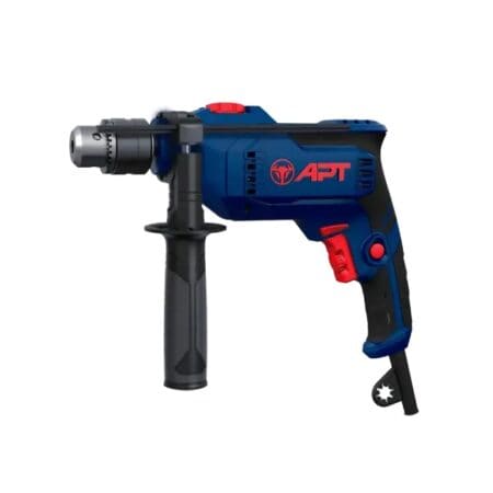 شنيور دقاق APT DW02635-V4 بقدرة 650 وات، مزود بظرف أوتوماتيك معدني 13 مم، سرعة دوران حتى 3000 دورة/دقيقة، ومعدل طرق حتى 44800 ضربة/دقيقة، مع خاصية الدوران يمين/شمال وسرعة متغيرة، مناسب للحفر في الخرسانة والمعادن والأخشاب.