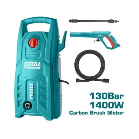 ماكينة غسيل ضغط عالي TOTAL TGT11316 بقدرة 1400 وات وضغط 130 بار ومعدل تدفق 5.5 لتر في الدقيقة.