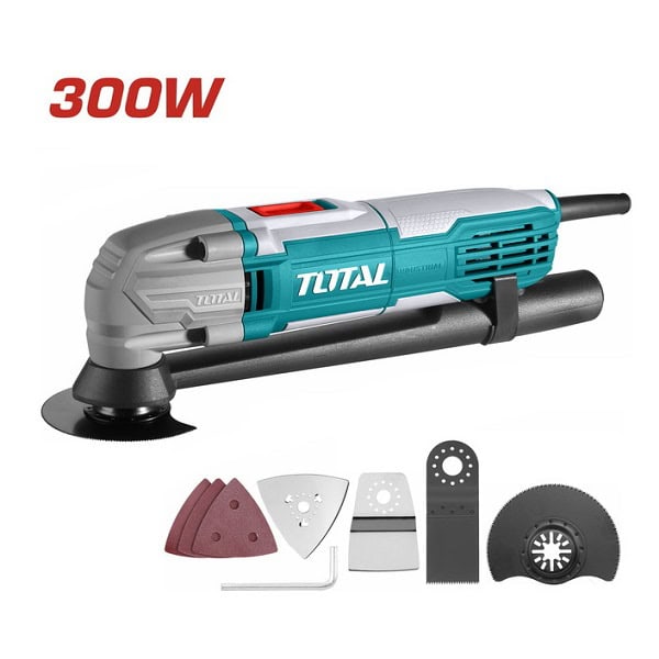 صاروخ متعدد الاستخدامات TOTAL TS3006 300 وات صاروخ متعدد الاستخدامات TOTAL TS3006 بقدرة 300 وات وسرعة متغيرة من 10000 إلى 20000 لفة في الدقيقة مع ملحقات القطع والكشط والصنفرة.