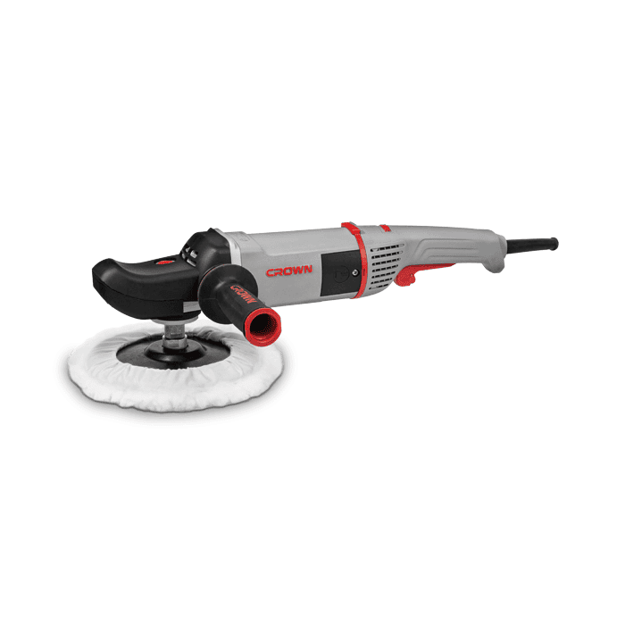 صاروخ تلميع CROWN CT13528 بقدرة 1500 وات وقرص 7 بوصة، مزود بتحكم في السرعات، مناسب لتلميع السيارات، والرخام، والمعادن، وإزالة الخدوش السطحية، ويوفر أداءً احترافيًا وتشطيبًا عالي الجودة.