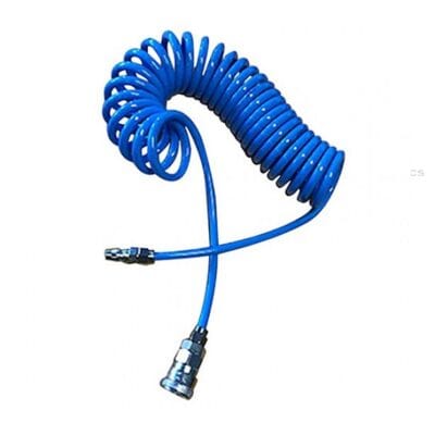خرطوم هواء حلزوني بولي يوريثين خرطوم هواء مع وصلة سريعة خرطوم هواء ضغط 10 بار Air Coil Hose Quick Connector