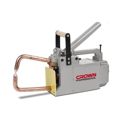 بناطة يدوي CROWN CT33193 تعمل على 220 فولت، مخصصة للحام النقط لصفائح الصاج حتى سماكة 1.5 مم + 1.5 مم، مناسبة لورش السيارات وأعمال تشكيل المعادن والتصنيع الاحترافي.