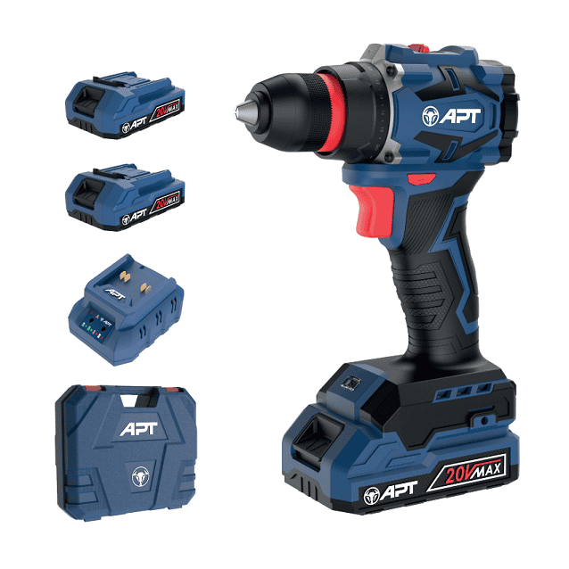 شنيور APT براشليس 20 فولت شنيور بطارية 50 نيوتن متر ببطاريتين دريل لاسلكي APT ظرف معدن 13 مم APT Cordless Drill DW0611045-2.0x2BMC