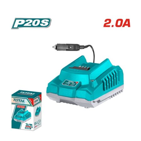 شاحن بطارية TOTAL TFCLI2012 P20S بخرج 20 فولت و2 أمبير يعمل من سوكت ولاعة السيارة.