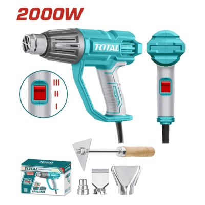 مسدس تسخين TOTAL TB20078 بقدرة 2000 وات و3 مستويات حرارة مع 4 قطع إكسسوارات.
