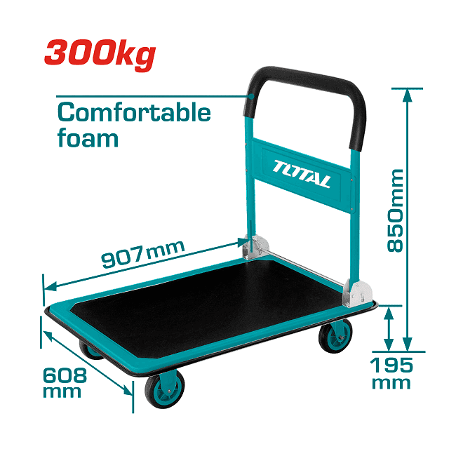 THTHP13002 ترولي 300 كيلو قابل للطي 90 سم × 60 سم علي اربع عجلات توتال - الصورة 1