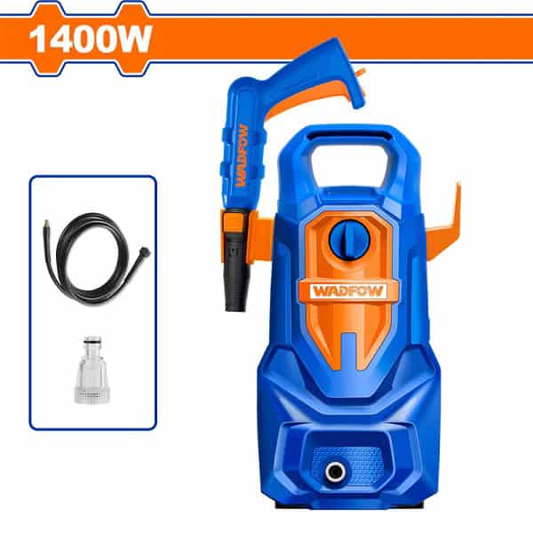 ماكينة غسيل ضغط عالي 110 بار 1400 وات WADFOW WHP3A14 ماكينة غسيل ضغط عالي WADFOW WHP3A14 بقدرة 1400 وات وضغط 110 بار لتنظيف السيارات والأرضيات والحدائق بكفاءة عالية.