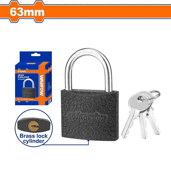 قفل حديد 63 مم WADFOW WPD5560 قفل حديد WADFOW WPD5560 مقاس 63 مم لتأمين الأبواب والمخازن والخزائن بجودة عالية.