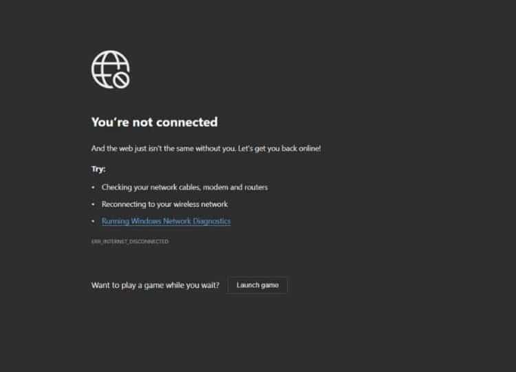 a screenshot of a webpage failed to download because of no internet connection