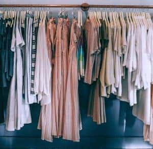 Women's Clothing Hanging On A Clothes Rail