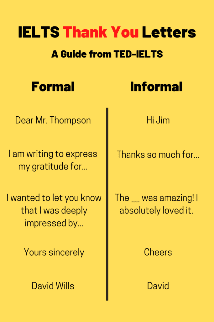 formal vs informal language for thank you letters