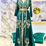 قفطان فخم بقماش الكاتفة مراية -لون الاخضر الملكي