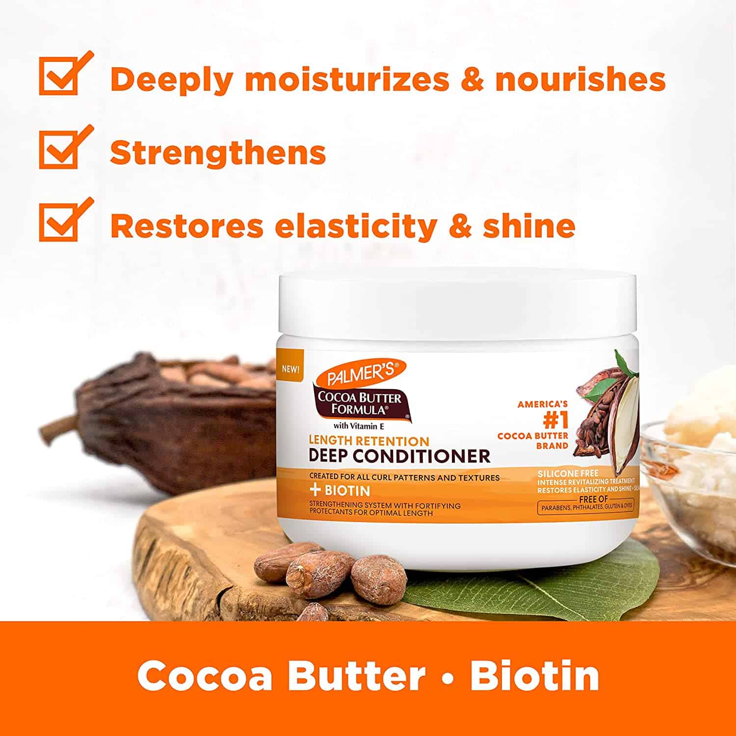 Palmer's Cocoa Butter Length Retention Deep Conditioner بلسم ترطيب عميق بزبدة الكاكاو والبيوتين لينث ريتينشن من بالمرز - الصورة 1