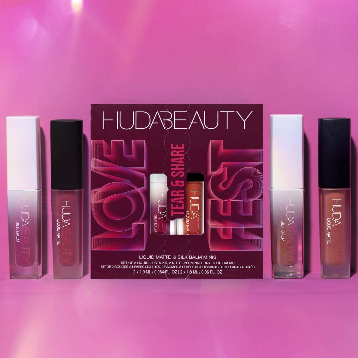 Huda Beauty Lovefest Tear And Share Lip Quad Set لاف فيست تير آند شير من هدى بيوتي - الصورة 1