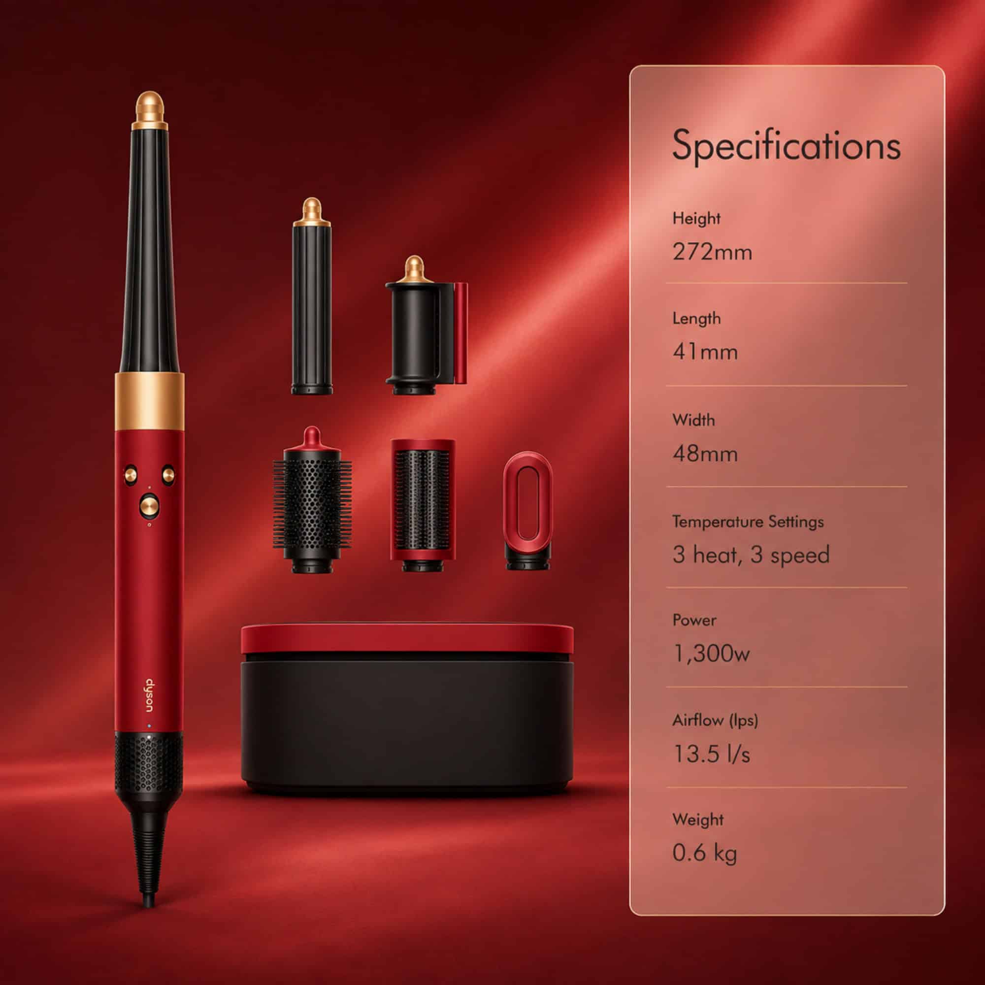 Dyson Airwrap i.d. Straight + Wavy Multi-Styler & Dryer – Red Velvet - Gold ماكينة دايسون إيرراب i.d. لتجفيف وتصفيف الشعر – أحمر مخملي / ذهبي - الصورة 1