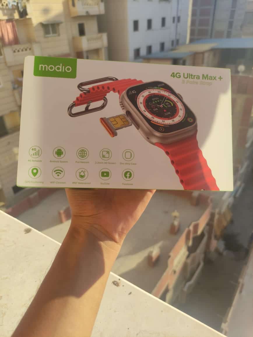 ⁦ساعة بشريحة Modio 4G ultra max plus بخط موبايل⁩ - الصورة ⁦1⁩