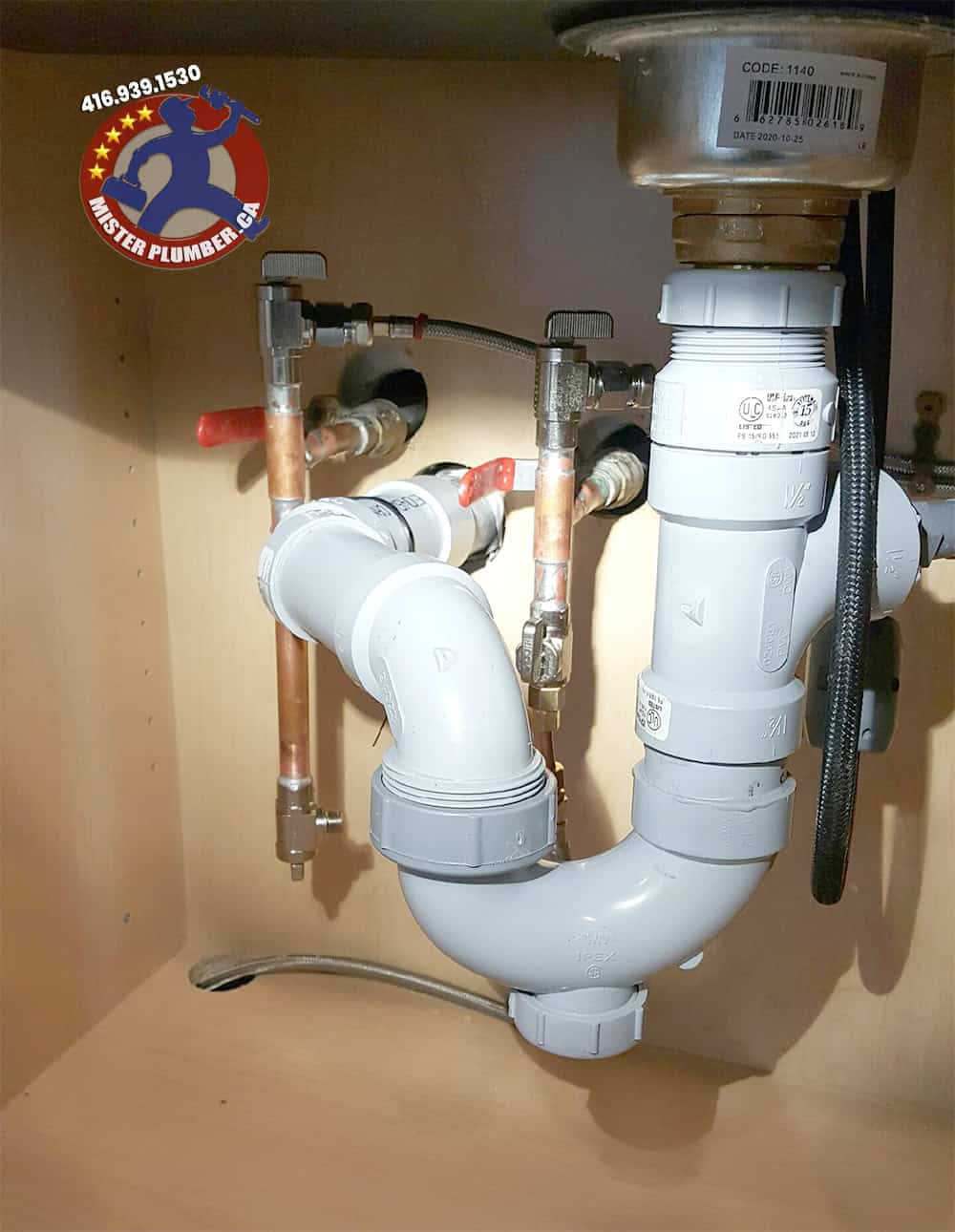 System 15 drain connection under kitchen sink