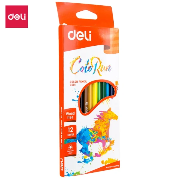 ⁦DELI-EC00100-COLOR PENCIL PLASTIC 12 COLORS⁩ - الصورة ⁦1⁩