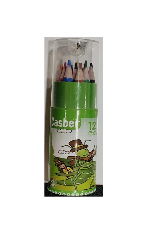 ⁦casber 12 colored pencils small + sharpener⁩ - الصورة ⁦1⁩