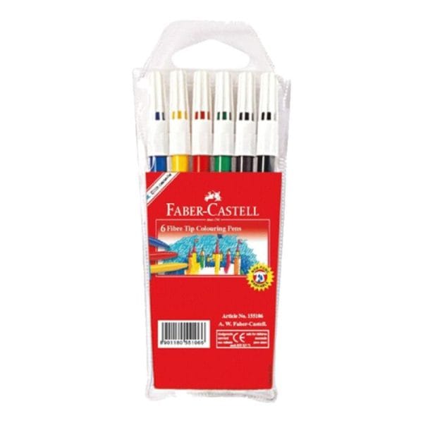 ⁦Faber castel 6 fiber tip colour markers⁩ - الصورة ⁦1⁩