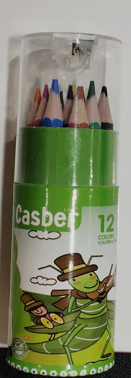 ⁦casber 12 colored pencils small + sharpener⁩ - الصورة ⁦2⁩