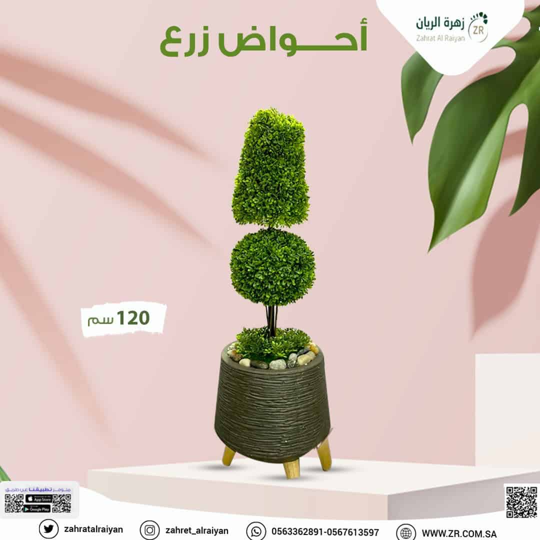 0bea577d-b21b-4c76-85a9-399ec19b96f5 حوض فيابر مُنسق بشجر صناعي