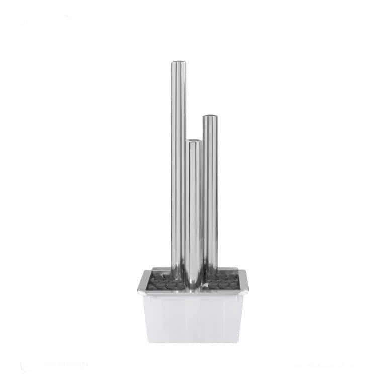 Large Stainless Steel Three Column Fountain with Hidden Base Three Column Stainless Steel Fountain