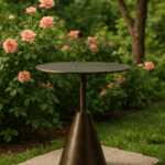 Indian Round Side Table Silver Metal Frame Conical Base Large Size