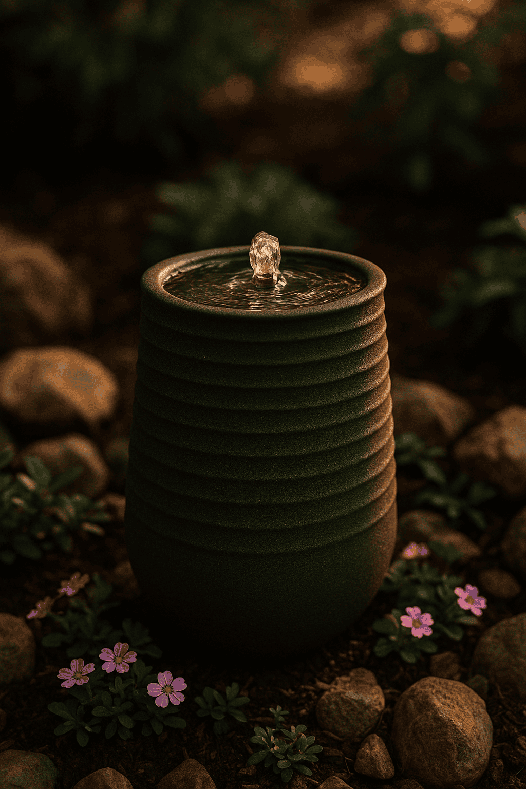 نافورة اسطوانية بولي ايثيلين عالي الكثافة (HDPE) ذو طابع حجرى اسود - Image 3