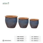 ⁦حوض فخار دائري مضلع ازرق غامق⁩ - الصورة ⁦2⁩