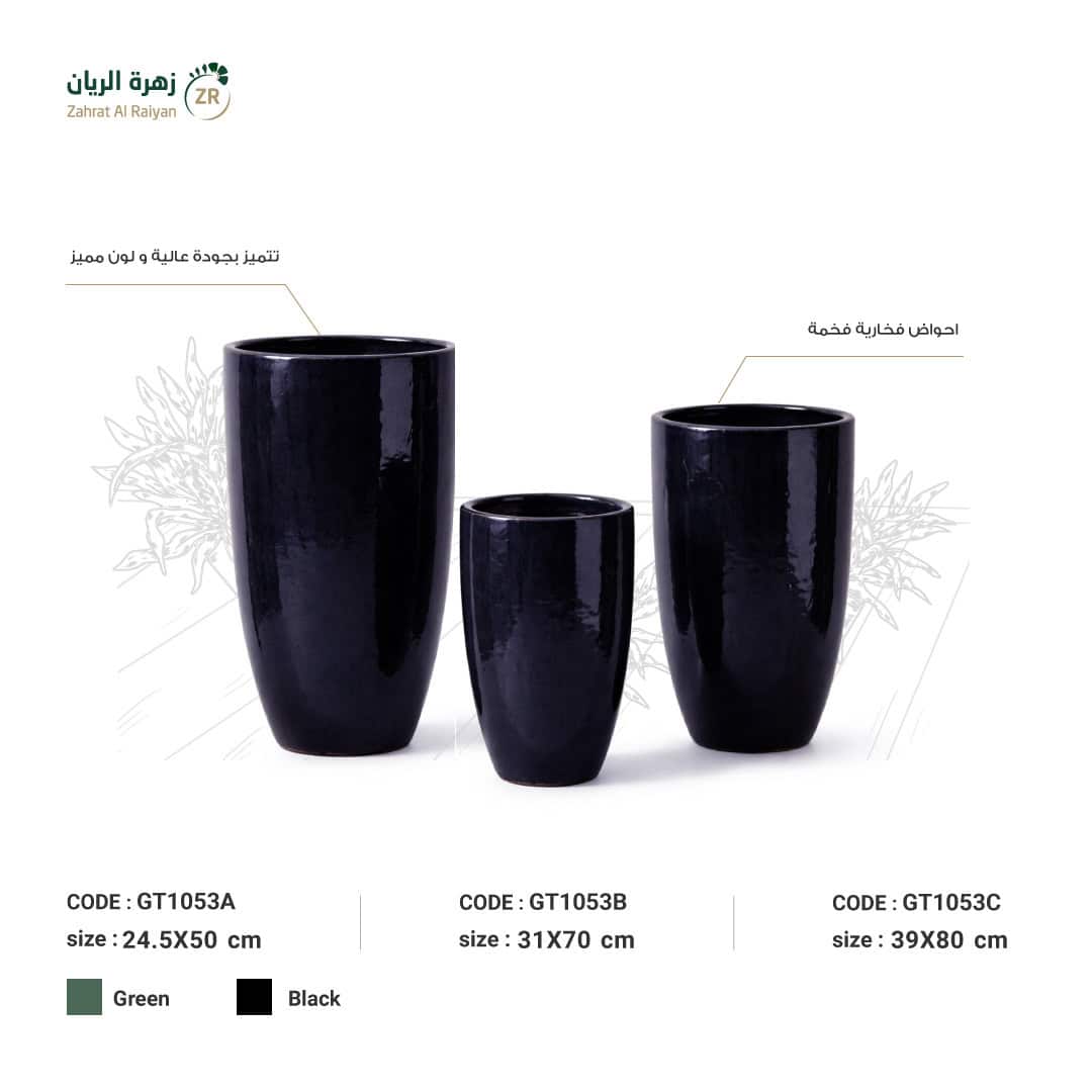 IMG-20260301-WA0013 حوض فخار دائري اسود لامع - Image 1