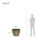 حوض فخار دائري متسع من اعلى بيج غامق لامع مع اطار بني - Image 2