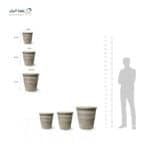 ⁦حوض زراعي دائري متسع من اعلى بولي ايثيلين عالي الكثافة (HDPE) مدعم بالالياف طابع حجري لون طيني قديم⁩ - الصورة ⁦2⁩