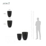 ⁦حوض زراعى شكل فازة بولي ايثيلين عالي الكثافة )HDPE )طابع حجرى لون اسود⁩ - الصورة ⁦2⁩