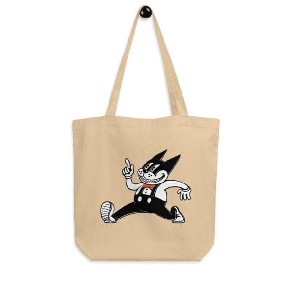 "Jump Swing Meow!" Double Sided Eco Tote Bag in Natural - Image 3