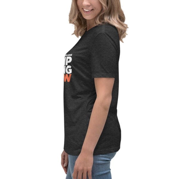 "Jump Swing Meow" Women's Relaxed T-Shirt in Black and Vintage Black - Image 16
