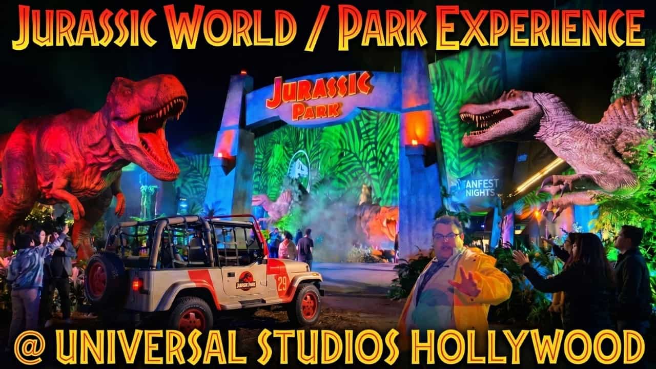 Theme Park Magazine visited Universal Fan Fest Nights 2026 at Universal Studios Hollywood as media. And while the Jurassic World walkthrough experience wasn't an "official" part, it was definitely one of the highlights.

"Jurassic World: A Journey Through the Eras" is an immersive, limited-time walkthrough experience on the Lower Lot celebrating 30 years of the Jurassic Park and Jurassic World franchise. We're talking life-size dinosaurs, iconic props and vehicles, character interactions with John Hammond, Dennis Nedry, and Dr. Ian Malcolm, a live dinosaur show in the paddock, and plenty of themed snacks. 

This is our highlight video of "Jurassic World: A Journey Through the Eras" along with our attempt to catch a suspicious person in a yellow jacket (named Dennis Nedry) in the act.

📖 Read our full Fan Fest Nights 2026 coverage: https://themeparkmagazine.com/review-universal-fan-fest-nights-2026/

🦕 WHAT'S IN THE EXPERIENCE
- To-scale dinosaurs and props from the original trilogy and Jurassic World
- Interact with characters like John Hammond, Dennis Nedry & Dr. Ian Malcolm
- Live dinosaur show (every 45 minutes)
- Classic Jurassic Park Jeeps and InGen convoy vehicles
- Themed snack stands
- Live music
- Immersive walkthrough experience

📅 UNIVERSAL FAN FEST NIGHTS 2026
Select nights: April 23 – May 16, 2026
Event hours: 7:30 PM – 1:30 AM (Early Access from 6 PM)
Universal Studios Hollywood | Lower Lot

🎟 Tickets & info: https://www.universalstudioshollywood.com/hhn/en/us/fan-fest-nights

---

Credits:
- All footage taken by Joe Tracy for Theme Park Magazine.
- Music (except JP intro) copyright Theme Park Magazine.

Theme Park Magazine is an independent, ad-free publication covering theme parks, immersive attractions, and the stories behind the experiences. We were invited as credentialed press for Universal Fan Fest Nights 2026.

📰 Read more at ThemeParkMagazine.com
📱 Follow us on LinkedIn: https://www.linkedin.com/company/74330099/admin/dashboard/

#UniversalStudiosHollywood #FanFestNights #JurassicWorld