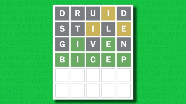 NYT Wordle answer for game 1423 on a green background