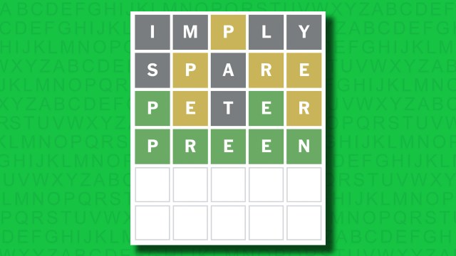 NYT Wordle answer for game 1444 on a green background