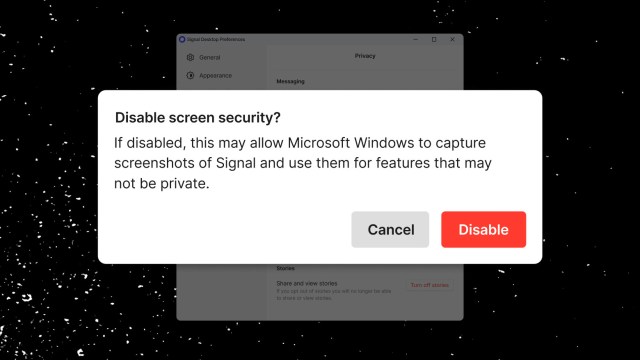Signal Screen Security Feature on Windows 11